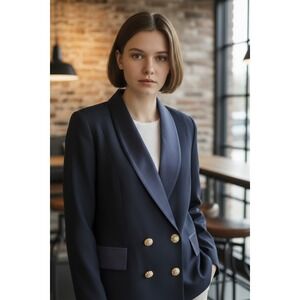 Vtg Tuxedo Heiser Egan Blazer XL Formal Black 90s Retro Boxy Double Breasted